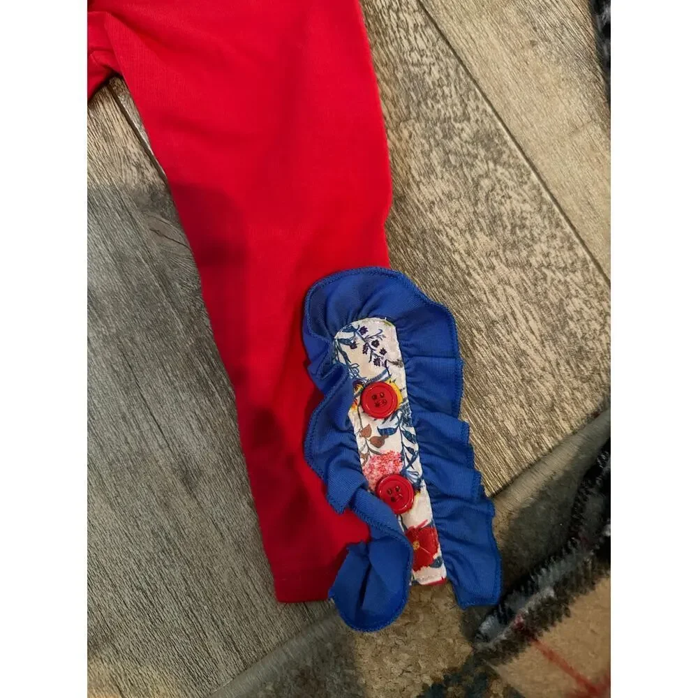 NWT Marie Nicole Clothing Girls Red Blue Boutique Outfit Set Size 3XS